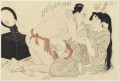A man interrupts woman combing her long hair Kitagawa Utamaro Ukiyo e Bijin ga